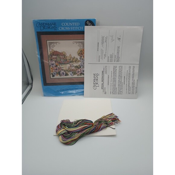 Vtg Candamar Designs Counted Cross Stitch Kit Girl In Garden - Picture 4 of 6